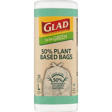 Glad To Be Green 50% Plant Based Kitchen Tidy Bags Large 25 pack