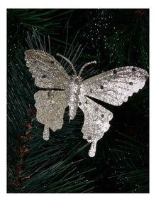 Luxe Christmas 6pk Petite Glittered Butterfly Clips 10cm in Champagne
