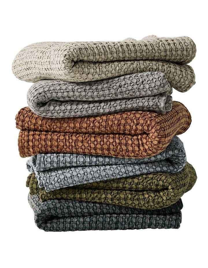 Waffle Bed Cover in Dusty Blue