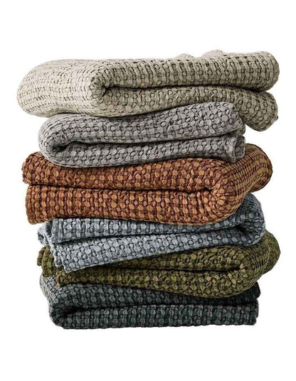 Waffle Bed Cover in Dusty Blue