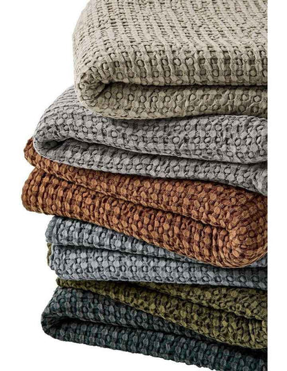 Waffle Bed Cover in Dusty Blue