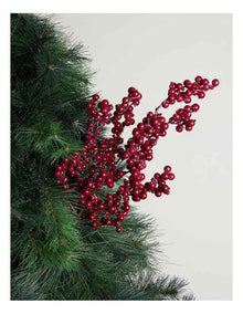 Heirloom Christmas Frosted Faux Berries Pick 62cm in Red