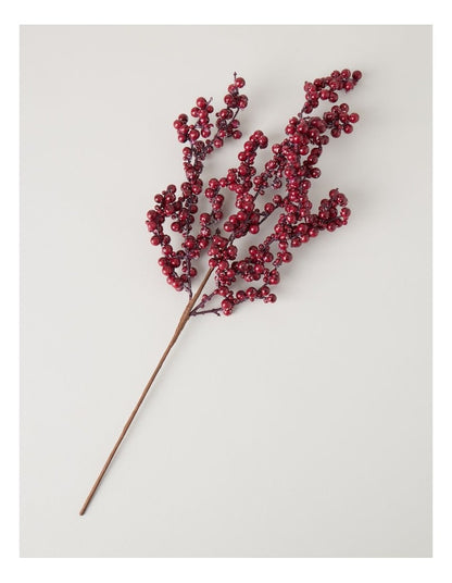 Heirloom Christmas Frosted Faux Berries Pick 62cm in Red