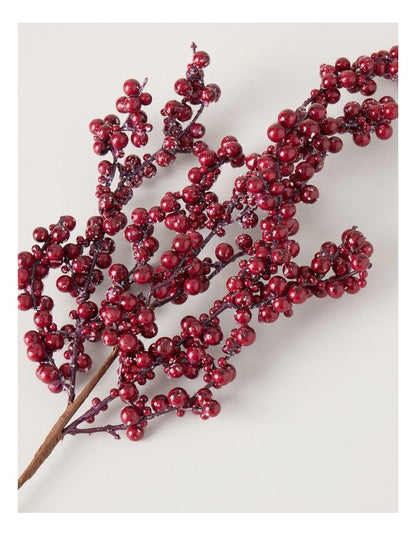 Heirloom Christmas Frosted Faux Berries Pick 62cm in Red