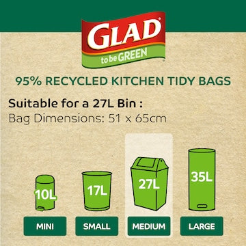 Glad To Be Green 95% Recycled Kitchen Tidy Bags Medium 28 pack