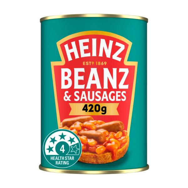 HEINZ BAKED BEANS AND SAUSAGES MEAL BEANS