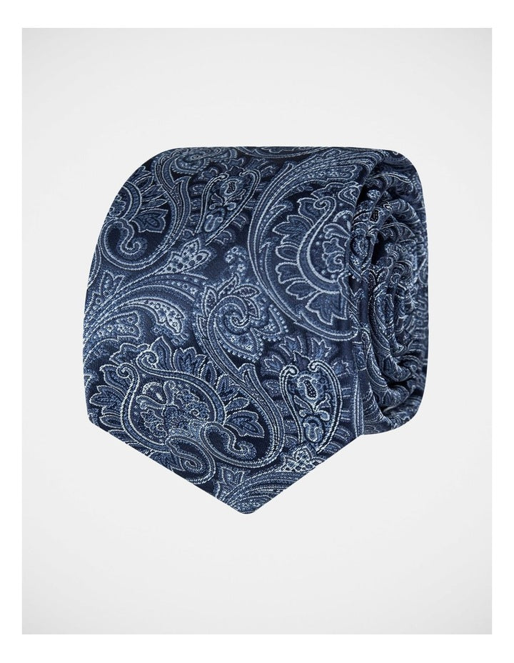 Paisley Poly Tie in Navy