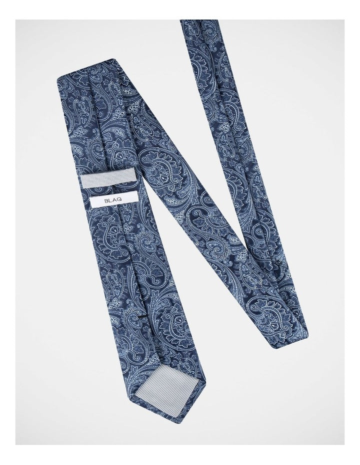 Paisley Poly Tie in Navy