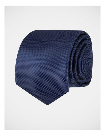 Textured Poly Tie in Navy