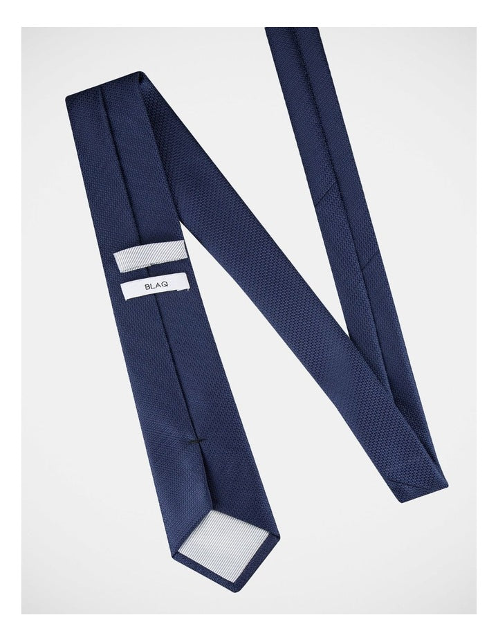 Textured Poly Tie in Navy