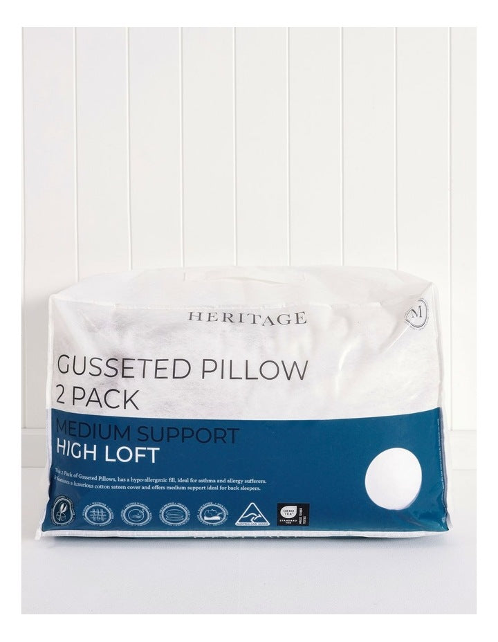 Gusseted Pillow 2 Pack in White