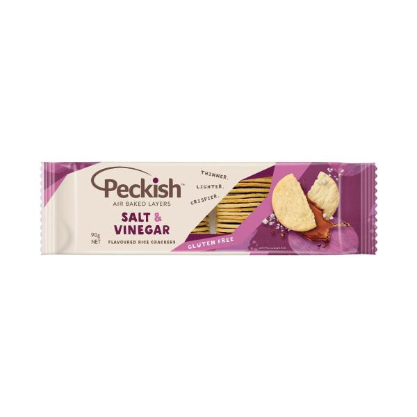 PECKISH RICE CRACKERS:SALT VINEGAR:.:90 GRAM