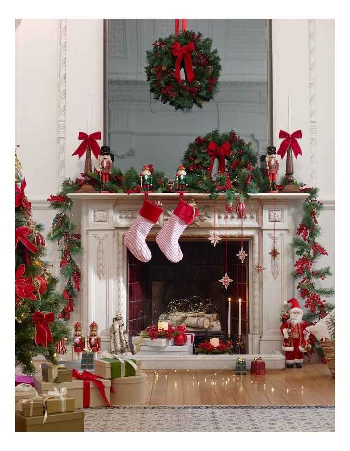 Heirloom Christmas 4pk Glittered Snowflake Ornament 11cm in Red