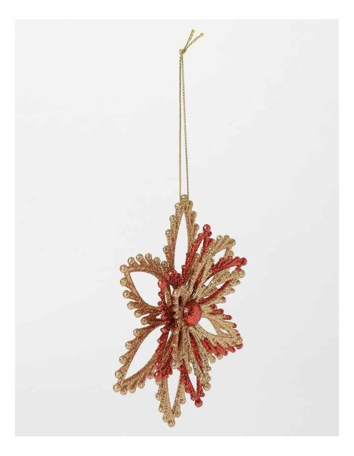 Heirloom Christmas 4pk Glittered Snowflake Ornament 11cm in Red
