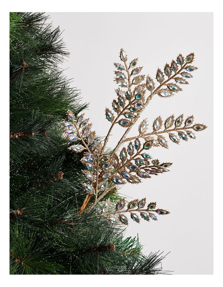 Luxe Christmas Glitter & Faux Gems Spray Pick 60cm in Champagne