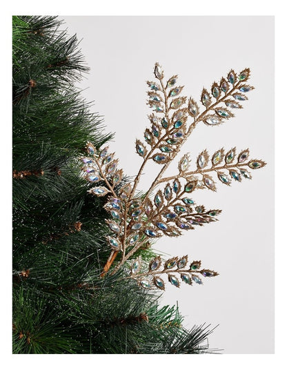 Luxe Christmas Glitter & Faux Gems Spray Pick 60cm in Champagne
