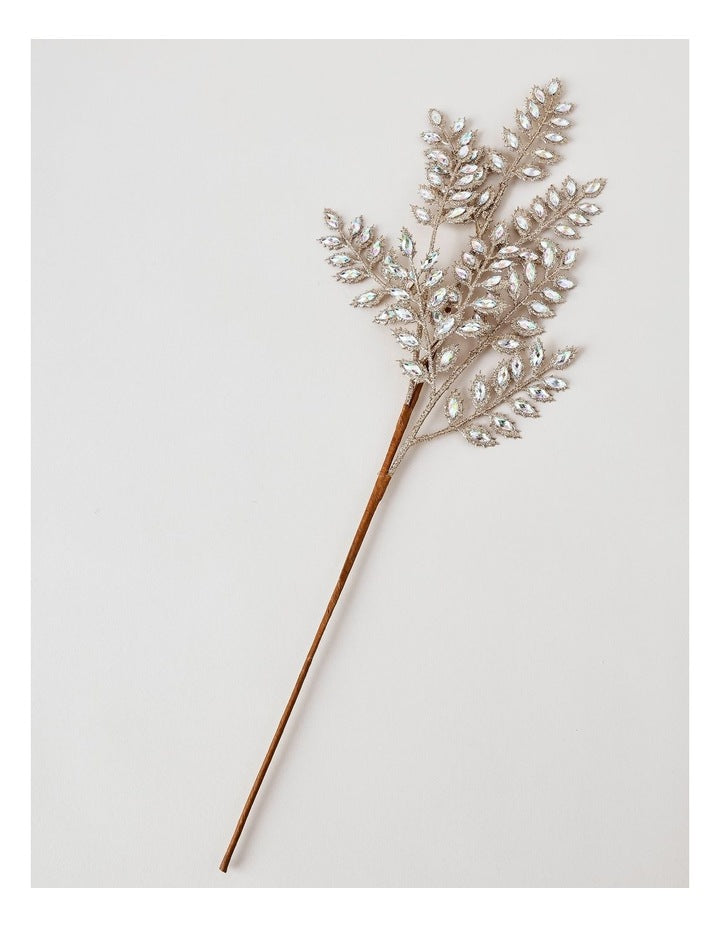 Luxe Christmas Glitter & Faux Gems Spray Pick 60cm in Champagne