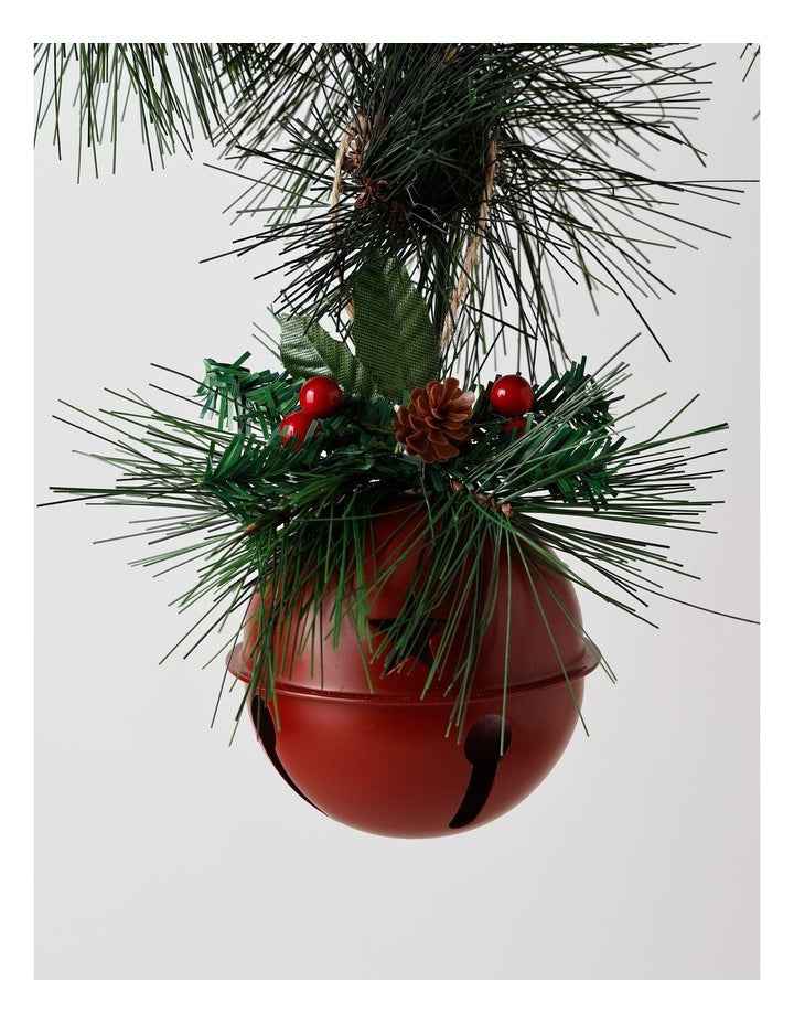 Heirloom Christmas Metal Bell Bauble withFoliage 10cm in Red