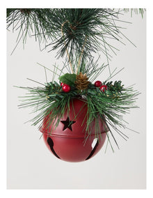 Heirloom Christmas Metal Bell Bauble withFoliage 10cm in Red