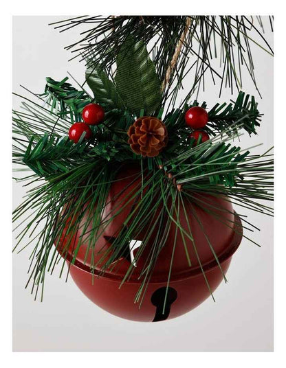 Heirloom Christmas Metal Bell Bauble withFoliage 10cm in Red
