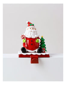 Nostalgia Christmas Claydough Santa Stocking Holder 13cm in Red/White