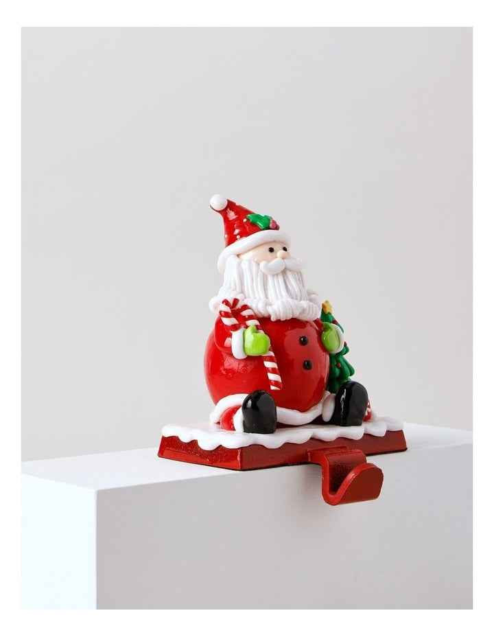Candyland Christmas Claydough Santa Stocking Holder 13cm in Red/White