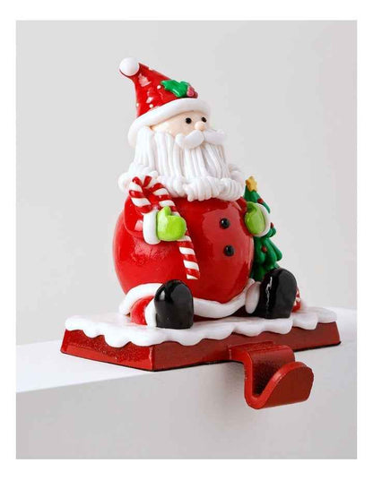 Candyland Christmas Claydough Santa Stocking Holder 13cm in Red/White