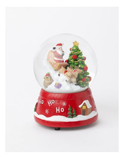 Nostalgia Christmas Polyresin Santa & Sleigh Snow Globe 14cm in Multi
