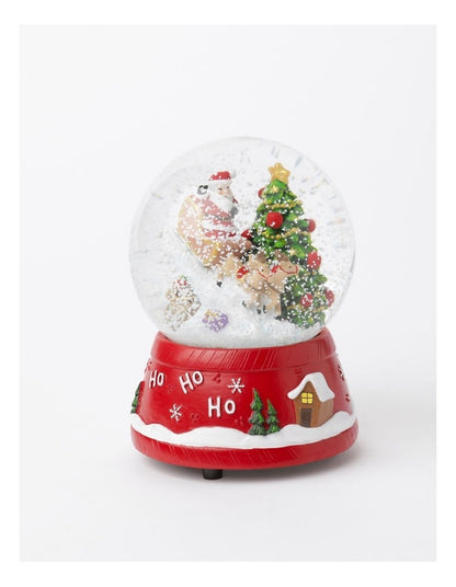 Nostalgia Christmas Polyresin Santa & Sleigh Snow Globe 14cm in Multi