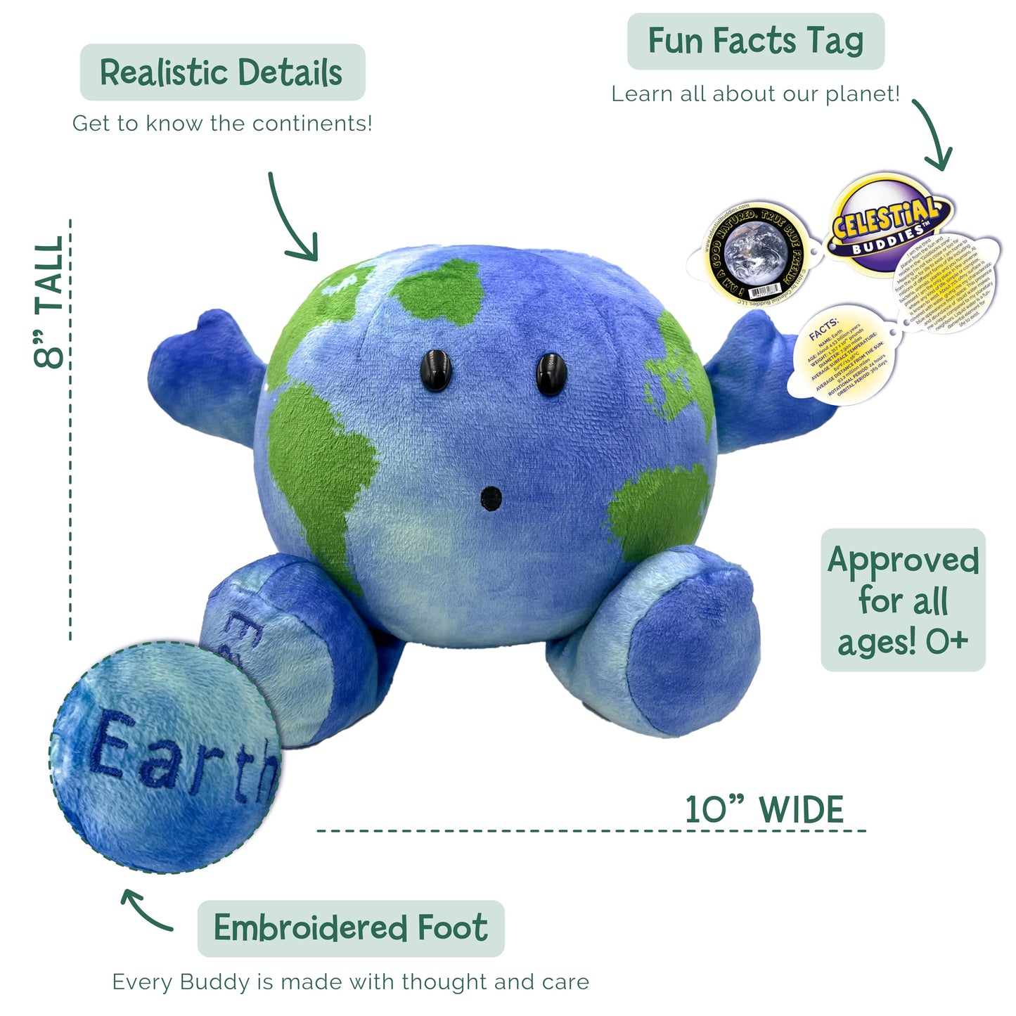 Celestial Buddies Little Earth 15cm Baby Toddler Plush Toys Baby Gifts Idea Early Science 0m+