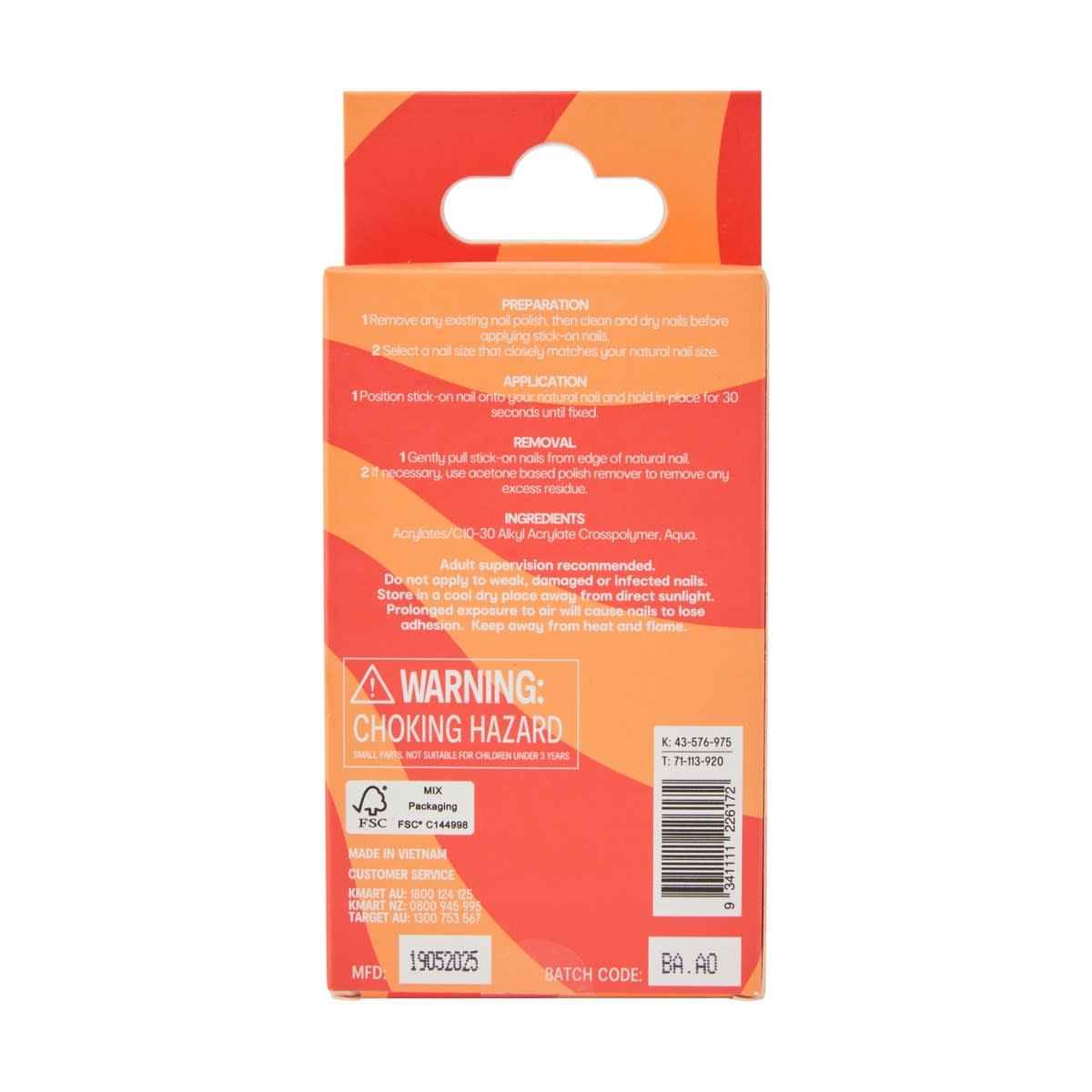 OXX Junior 24 Pack Kids Pre-Glued Stick-On Nails - Glow in the Dark