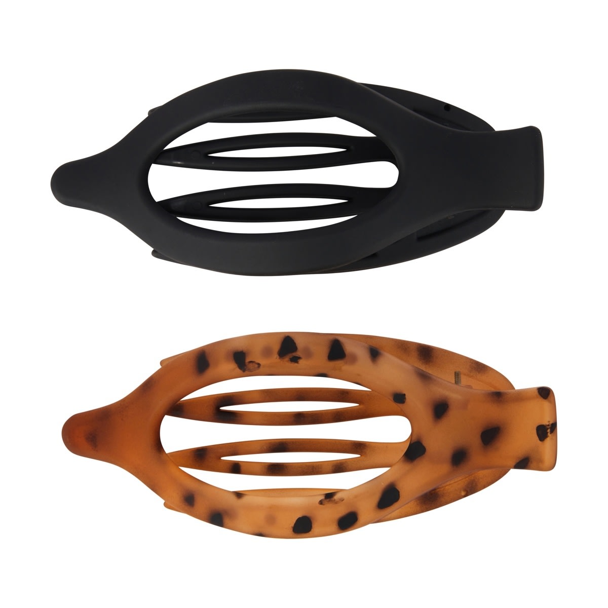 OXX Haircare 2 Pack Oval Claw Clip - Black and Leopard