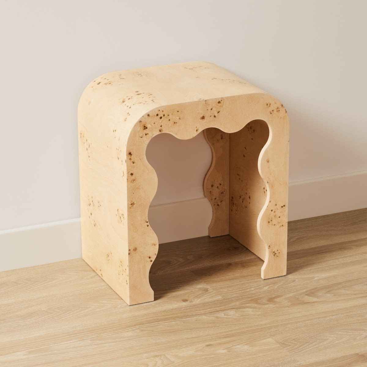 Burlwood Look Side Table