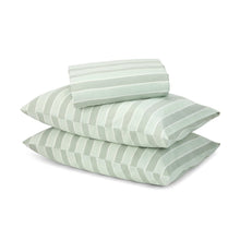 Stripe Flannelette Cotton Sheet Set - Queen Bed, Sage