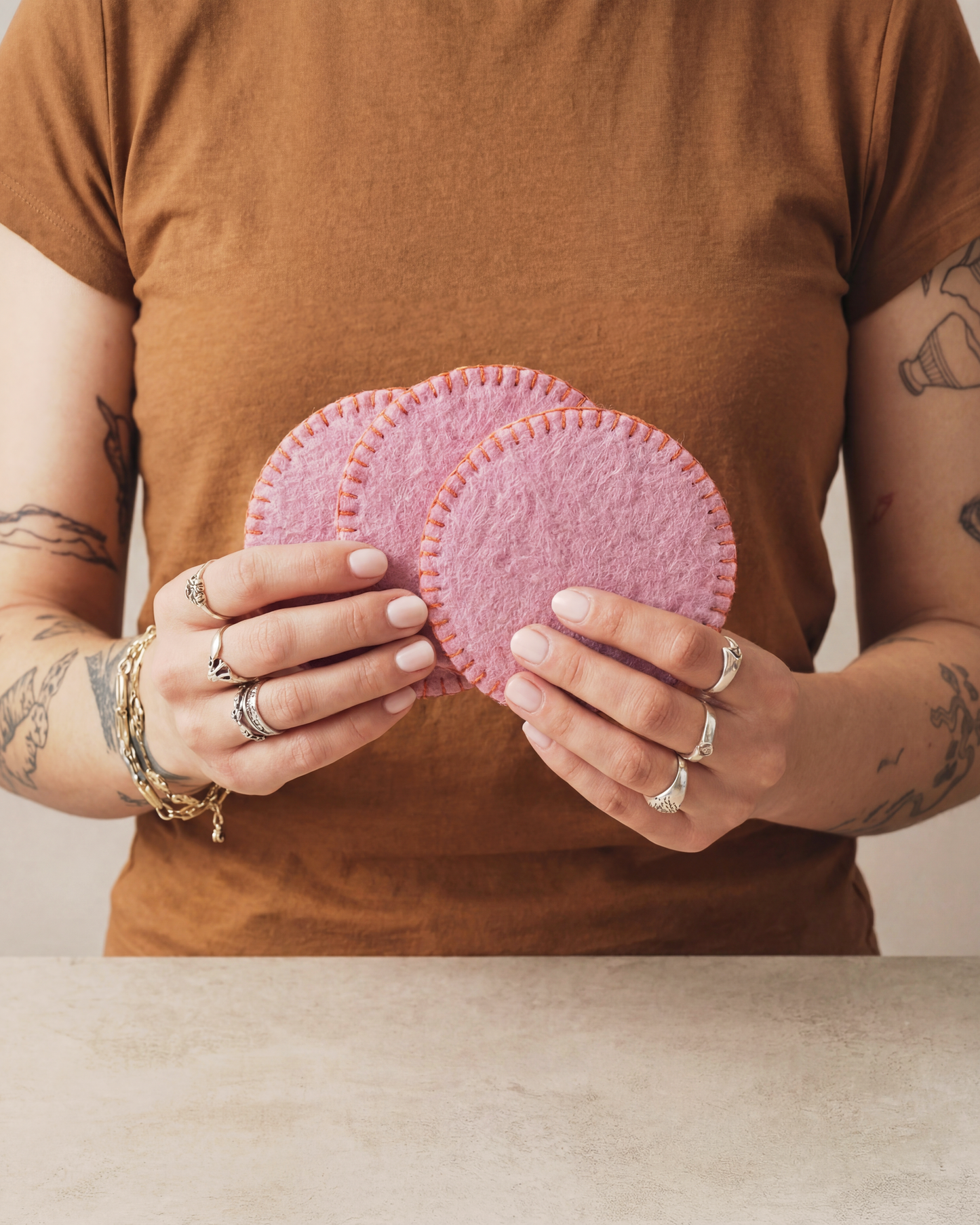 Aveva Rose Wool Coaster set of 4