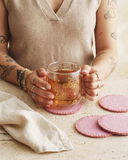 Aveva Rose Wool Coaster set of 4