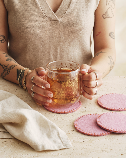 Aveva Rose Wool Coaster set of 4