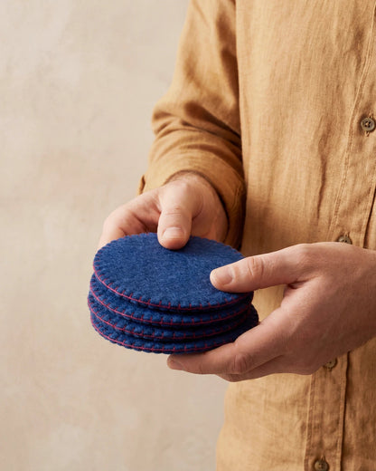 Aveva Electric Blue Wool Coaster set of 4