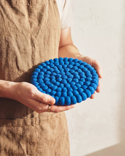Aveva Electric Blue Wool Round Trivet