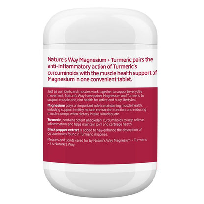 Nature's Way Magnesium + Turmeric 150 Tablets New Formula