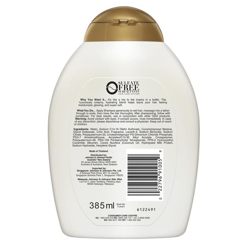 Ogx Nourishing + Hydrating Coconut Milk Shampoo For Dry Hair 385mL