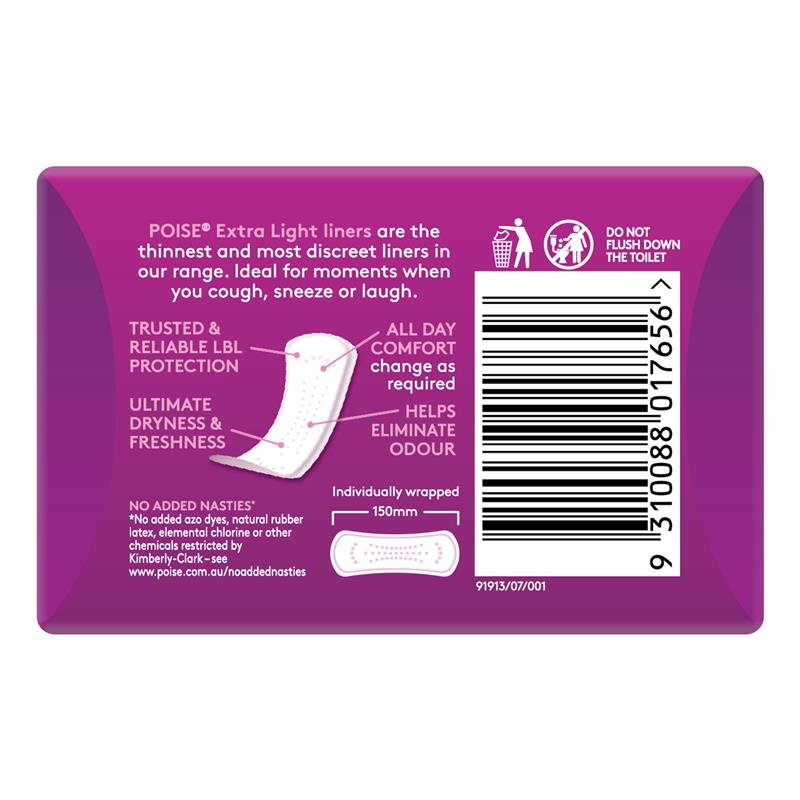 Poise Extra Light Liner Bulk 30 Pack