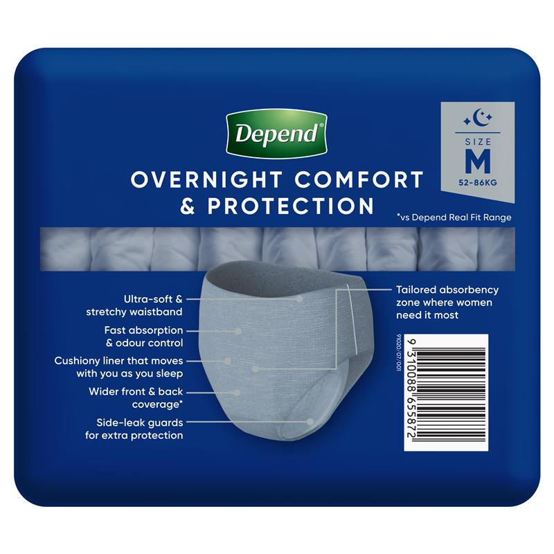 Depend Men Real Fit Underwear Night Defence Size M 8 Pack