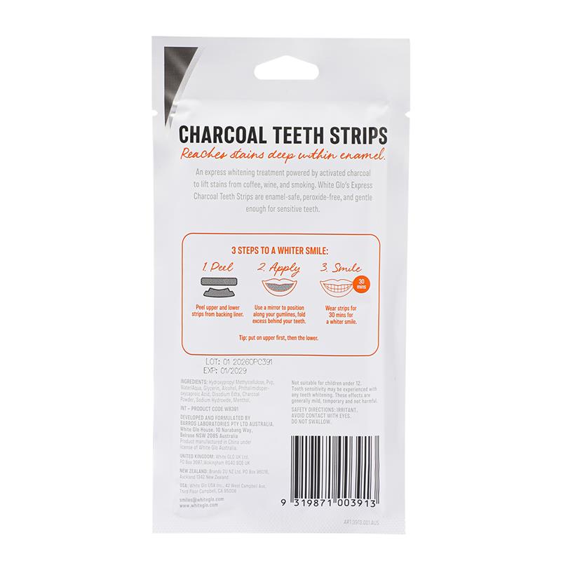 White Glo Charcoal Teeth Strips Express Glo