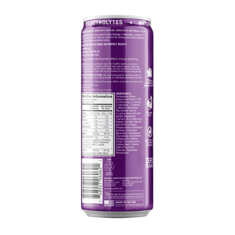 Optimum Nutrition Amino Energy Sparkling + Electrolytes Grape 355ml
