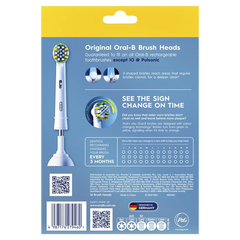 Oral B Power Toothbrush Floss Action Refills 16 Pack