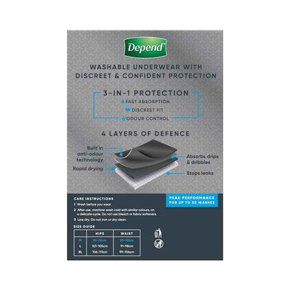 Depend Men Washable Incontinence Underwear Medium