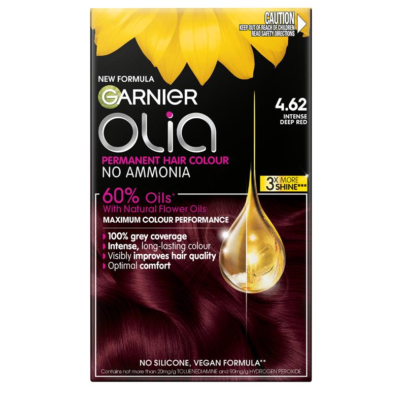 Garnier Olia 4.62 Intense Deep Red Permanent Hair Colour No Ammonia 60% Oils
