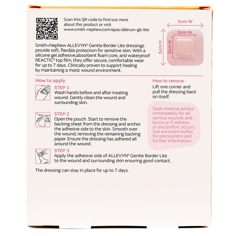 Allevyn Gentle Border Lite 5cm x 5cm 3 Pack