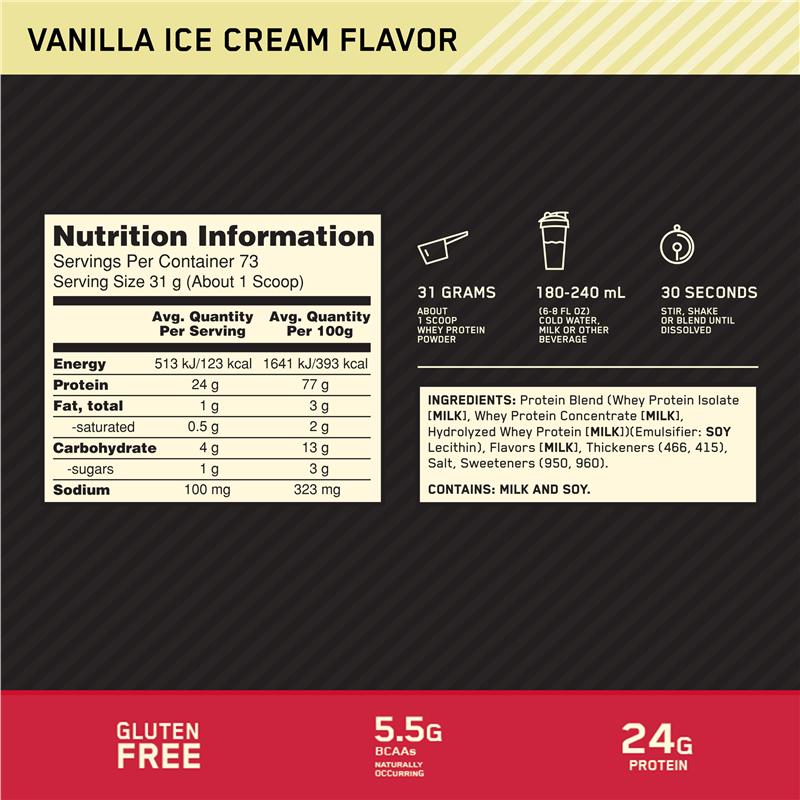 Optimum Nutrition Gold Standard 100% Whey Vanilla Ice Cream 907g